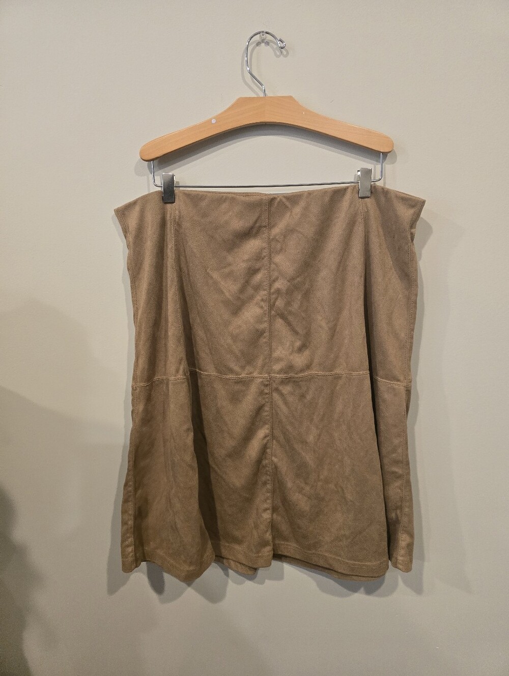 Neutral Suede-Look Skirt - Tan